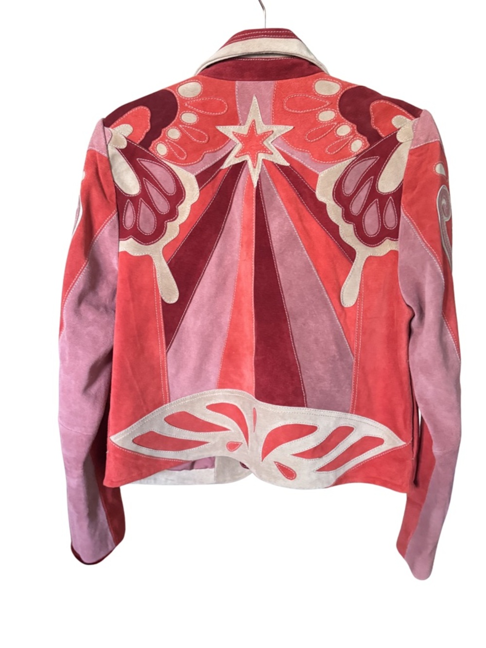Free People NWT Stars Are Psychedelic Genuine Suede Leather Jacket L - Picture 2 of 7